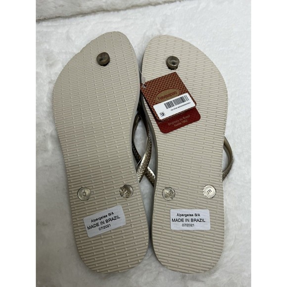 Havaianas Womens Slim Animal Print Leaf Floral Pink Beige Flip- Flops Size 11/12 - Picture 6 of 6